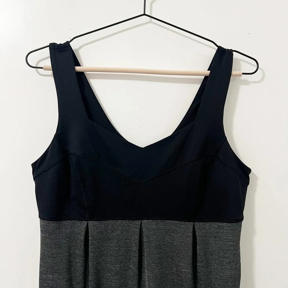 Lululemon No Limits Tank Top Black Heathered Coal Pleated Cinch Hem Size‎ 6